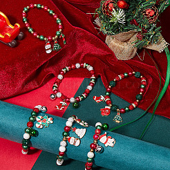 Weihnachtsmotiv DIY-Sets zur Herstellung von Strass-Armbändern aus Legierung und Polymer-Ton&nbsp;DIY-SC0027-63