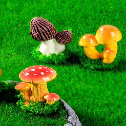 3 pièce de 3 styles de décorations de champignons en pot en résine&nbsp;DJEW-LP0001-28