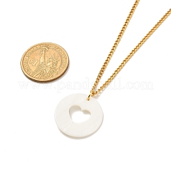 Collana rotonda piatta con ciondolo a forma di conchiglia per donna ragazza&nbsp;NJEW-JN03682-01