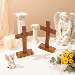 Statuette di legno a croce pasquali ornamenti&nbsp;DJEW-WH0063-67B