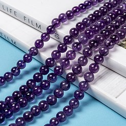 Natürlichen Amethyst runde Perle Stränge&nbsp;X-G-M304-18-6mm