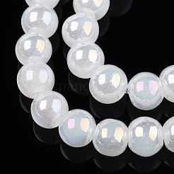 Perlas de vidrio de imitación de Jade imitación electrochapa&nbsp;GLAA-T032-J6mm-AB01