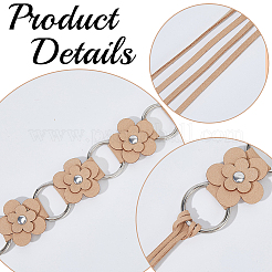1 pièce de chaîne à maillons en laiton avec anneau en imitation cuir et fleur pour ceinture de ventre pour femmes&nbsp;AJEW-CL0001-49A