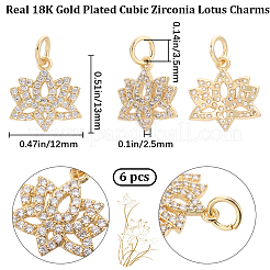 6 Stk. Messing Micro Pave klar Zirkonia Charms&nbsp;ZIRC-BBC0002-18