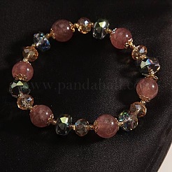 Braccialetti elasticizzati da donna in lega di vetro con perline rotonde a rondella.&nbsp;WG9FDAD-01
