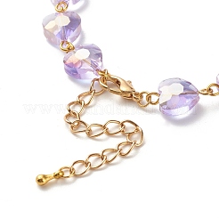 Bracciale con perline di vetro a cuore scintillante per donna ragazza&nbsp;BJEW-JB07177