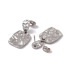Boucles d'oreilles pendantes rectangulaires torsadées en acier inoxydable 304 anti-ternissement pour femmes&nbsp;LS-EJEW-E199-16P
