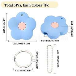 5 portachiavi con cappuccio coprichiave in silicone a forma di fiore colorato&nbsp;AJEW-DJ0005-51
