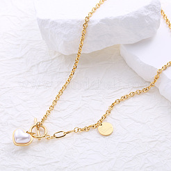 Collar con colgante de corazón de perla estilo francés&nbsp;BF9178-2