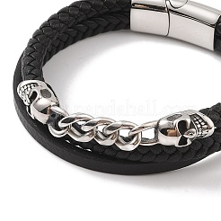 Bracelets multibrins en cuir microfibre tressé&nbsp;BJEW-B096-08I