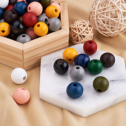 220pcs 11 Farben bemalte Naturholz europäische Perlen&nbsp;WOOD-TA0001-54