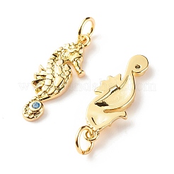 Pendenti in ottone micro pavé di zirconi azzurri&nbsp;ZIRC-P094-16G-RS