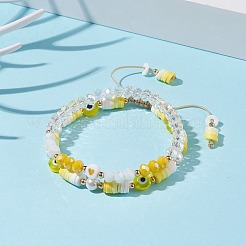 2 pz 2 braccialetti di perline intrecciati in argilla polimerica heishi surfer set con malocchio a lume&nbsp;BJEW-TA00083-01