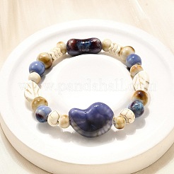 Handgefertigte Porzellanperlen & synthetische Howlithperlen Stretch-Armbänder für Frauen&nbsp;BJEW-D307-01C