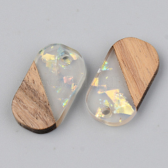 Pendentifs en résine transparente et bois de noyer&nbsp;RESI-S389-023A-E01
