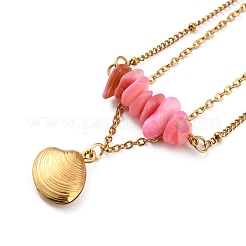 Bracelet de cheville à breloques en coquillages naturels teints&nbsp;AJEW-G049-01G-03