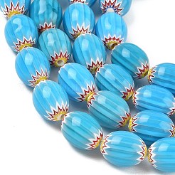 Colliers de perles ovales en verre millefiori faits à la main&nbsp;LK-Z001-01A-03