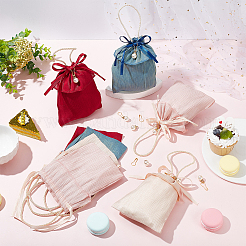 8 Set 4 Farben Satin-Schmuck-Geschenktüten mit Kordelzug&nbsp;ABAG-BC0001-40