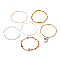 Set di braccialetti elastici con perline di vetro stile 6 pz 6&nbsp;BJEW-JB09393