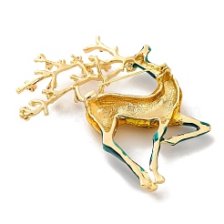Épingles en émail en alliage de cerf de noël de ton doré pour femmes&nbsp;JEWB-M043-15G-02