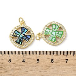 Pendenti in zirconi cubici trasparenti in micro pavè di ottone&nbsp;KK-C045-20G