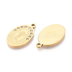 Religiöse ovale Anhänger aus Edelstahl 304 und Strass&nbsp;STAS-T073-09G