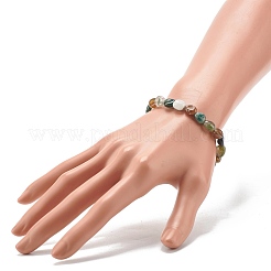 Natürliches Moosachat-Nuggets-Perlen-Stretch-Armband&nbsp;BJEW-JB07144-02