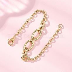 Armbänder aus Messingkabel und Figaro-Kette für Damen&nbsp;BJEW-JB12847