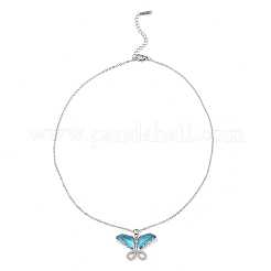 Schmetterlings-Halsketten mit Anhänger aus Platin und Messing mit Mikropavé-Kubikzirkonia&nbsp;NJEW-E105-01P
