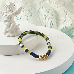 Braccialetto elastico fatto a mano con perline heishi in argilla polimerica&nbsp;BJEW-JB07326-01