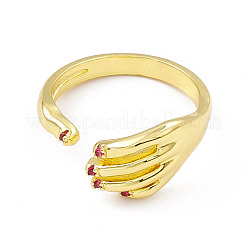 Anello a polsino aperto con placcatura a mano in zirconia cubica&nbsp;RJEW-P079-06G-04