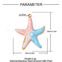 Anhänger aus Edelstahl 304 und ABS-Kunstleder mit Imitationsperlen&nbsp;OY016-96G