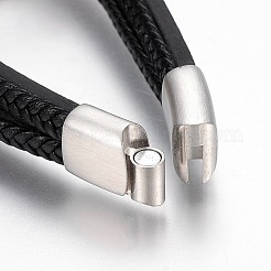 Geflochtene Mikrofaser-Pu-Leder-Schnur mehrsträngige Armbänder&nbsp;BJEW-K206-H-01P
