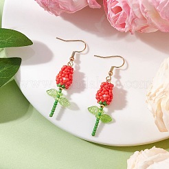 Ohrhänger aus Edelstahl mit Glasblumen&nbsp;EJEW-MZ00574