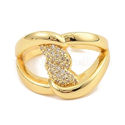 Manschettenringe aus Messing mit Mikropavé-Zirkonia für Damen&nbsp;RJEW-S392-14G