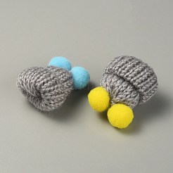 Häkel-Minimütze aus Wolle mit doppeltem Bommelball&nbsp;DIY-WH0032-56I