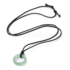 Natürliche grüne Aventurin-Ring-Anhänger-Halskette mit gewachsten Kordeln&nbsp;NJEW-R262-01B-09