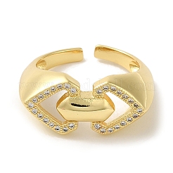 Bague de manchette en zircone cubique transparente micro pavée de laiton placage en rack&nbsp;RJEW-P104-02G