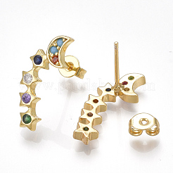 Orecchini a cingoli in ottone con zirconi cubici&nbsp;EJEW-S201-119