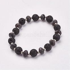 Pulseras elásticas de piedra mixta y lava natural y sintética&nbsp;BJEW-JB03071