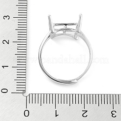 Rechteckige verstellbare 925 Sterling Silber Solitärring-Fassungen&nbsp;STER-G042-11P