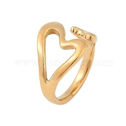 Offene Manschettenringe aus 304 Edelstahl mit Herzmotiv für Damen&nbsp;RJEW-B110-01G