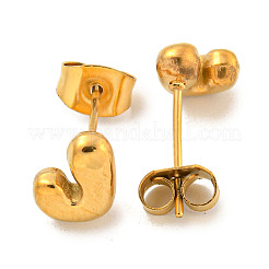 Pendientes de botón de acero inoxidable 304 con letras grandes para mujer&nbsp;EJEW-G386-01J-G