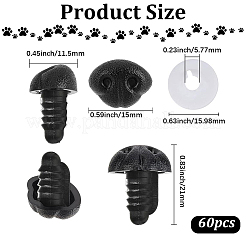 60 pz vite di sicurezza in plastica per nasi di cane&nbsp;DOLL-GF0001-16
