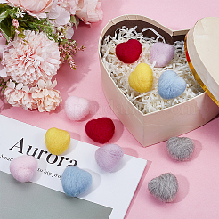 18 Stück 6 Farben handgemachtes Wollfilz-Herz-Ornament&nbsp;DIY-NB0014-70