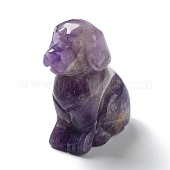 Figurines de chiens de guérison sculptées en améthyste naturelle&nbsp;DJEW-F025-01D
