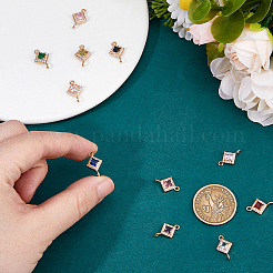 11 pièces 11 couleurs en laiton pavé de zircone cubique connecteur breloques&nbsp;KK-HS0001-95