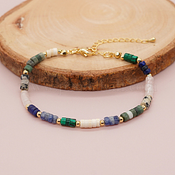 Heishi-Perlenarmbänder aus natürlichen und synthetischen Steinen mit Endketten aus Edelstahl 304 für Damen&nbsp;YZ9262