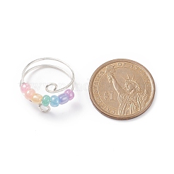 Anello polsino con perline rotanti con semi di vetro&nbsp;RJEW-JR00511-05