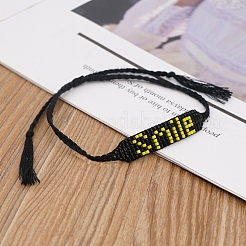 Wort Lächeln Loom Muster miyuki Saatperlen Armbänder für Frauen&nbsp;BJEW-Z013-29